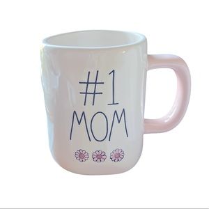 Rae Dunn #1 MOM floral mug pink accents coffee tea hot cocoa